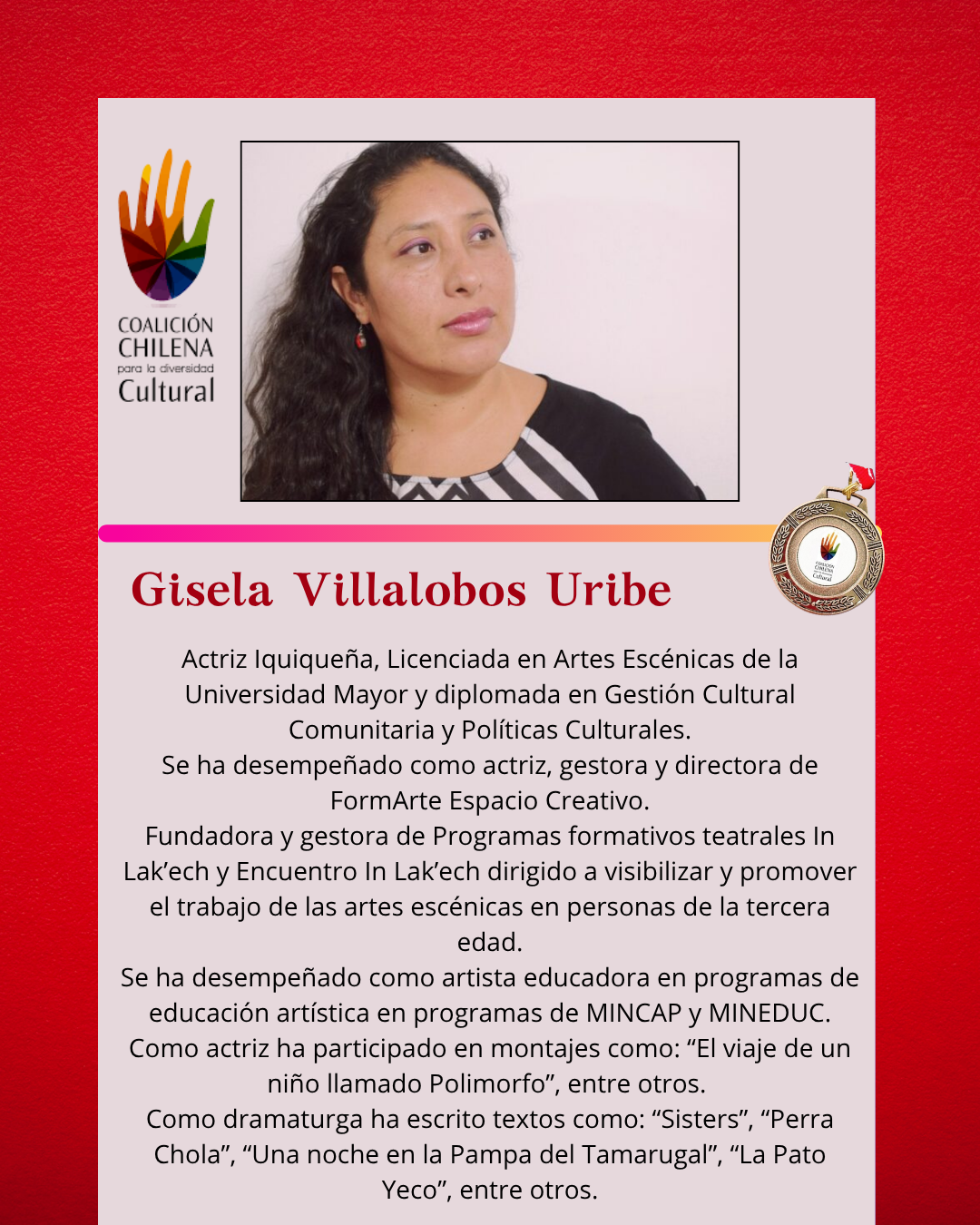 Reconocimiento Gisela Villalobos de la Coalición Chilena por la Diversidad Cultural